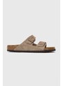 Birkenstock ciabatte slide in camoscio Arizona uomo colore beige 51461