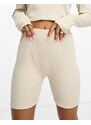 Loungeable - Pantaloncini stile boxer in jersey beige avena-Bianco
