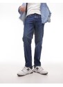 Topman - Jeans rigidi affusolati classici lavaggio scuro-Blu