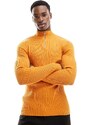 ASOS DESIGN - Essential - Maglione attillato in maglia arancione con zip corta