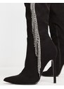 ASOS DESIGN - Kim - Stivali al ginocchio con tacco neri decorati-Nero