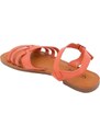 Malu Shoes Sandalo basso donna rosso corallo ragnetto con chiusura fibbia alla caviglia fascetta incrociata basic fondo morbido