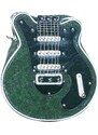 Borsa Guitar Lorien con tracolla, Cosplay Steampunk, in ecopelle, forma chitarra, colore verde petrolio, ARIANNA DINI DESIGN