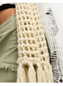 COLLUSION - Sciarpa oversize in maglia color pietra con dettagli all'uncinetto-Neutro