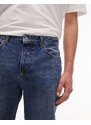 Topman - Jeans rigidi affusolati lavaggio blu medio
