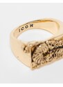 Icon Brand - Anello con sigillo oro con design scolpito