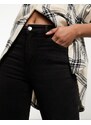 Pull&Bear - Jeans skinny neri a vita medio alta-Nero