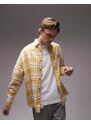 Topman - Camicia a maniche lunghe super oversize gialla a quadri con ricamo-Giallo