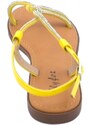 Malu Shoes Sandalo gioiello basso donna giallo raso terra treccia centrale brillantini chiusura caviglia regolabile antiscivolo
