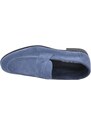 Malu Shoes Scarpe college uomo inglese mocassino blu vera pelle scamosciato fondo in cuoio con antiscivolo cuciture a vista