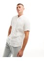 Abercrombie & Fitch - Camicia a maniche corte in lino bianca-Bianco