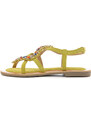 Cafenoir sandali in pelle scamosciata ed accessorio gioiello giallo