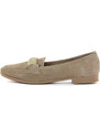Cafenoir mocassini donna in suede con passante in strass taupe