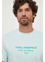 Karl Lagerfeld t-shirt uomo colore turchese con applicazione