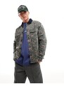 Abercrombie & Fitch - Camicia giacca blu navy in twill con stampa stile tappezzeria