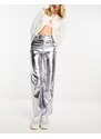 Pull&Bear - Pantaloni dritti argento metallizzato