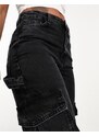 New Look - Jeans cargo dritti neri-Nero