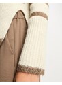 Vero Moda Tall - Maglione oversize accollato marrone e crema a righe-Bianco