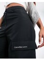 Calvin Klein Jeans - Pantaloni cargo ampi neri con zip-Nero