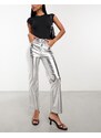 Never Fully Dressed - Pantaloni in similpelle PU argento metallizzato