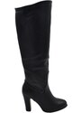 Malu Shoes Stivali donna alti nero basic a tacco largo comodo 10 cm punta tonda sopra al ginocchio moda