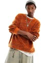 ASOS DESIGN - Maglione oversize color ruggine in maglia effetto piuma-Arancione