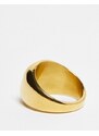 Icon Brand - Anello con sigillo in acciaio inossidabile con motivo con stella vintage color oro-Argento