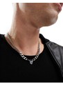 Icon Brand - Collana in acciaio inossidabile color argento con lucchetto a forma di cuore-Grigio