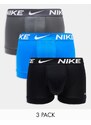 Nike - Dri-FIT - Confezione da 3 boxer aderenti in microfibra blu, grigi e neri-Multicolore