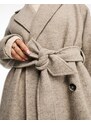 & Other Stories - Cappotto di lana color talpa con cintura-Neutro