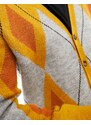 ASOS DESIGN - Cardigan in maglia soffice taglio comodo con motivo fantasia giallo