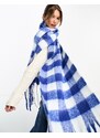 Glamorous - Sciarpa stile coperta bianca e blu cobalto a scacchi-Multicolore