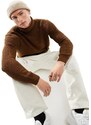 Pull&Bear - Dolcevita marrone in maglia lavorata a trecce