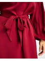 New Look - Vestito corto rosso a maniche lunghe allacciato in vita-Nero