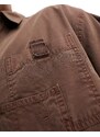ASOS DESIGN - Camicia multitasche in tela marrone squadrata