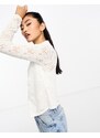 New Look - Camicia a maniche lunghe in pizzo crema-Bianco