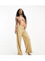 Extro & Vert Petite - Pantaloni a fondo ampio extra larghi in velluto oro