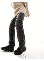 ASOS DESIGN - Jeans dritti nero slavato con laccetti stile Y2K