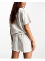 Lacoste - Loungewear - Pigiama con pantaloncini e T-shirt bianco con grafiche