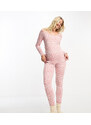 ASOS Maternity ASOS DESIGN Maternity - Pigiama natalizio con motivo Fair Isle composto da top a maniche lunghe e leggings rosa