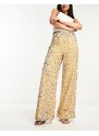 Extro & Vert - Pantaloni extra larghi con fondo ampio in velluto color oro