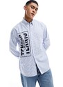 Lacoste - Heritage - Camicia a maniche lunghe bianca e blu con logo-Neutro