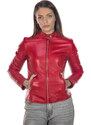 Leather Trend Violetta Bis - Giacca Donna Rossa in vera pelle