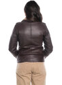 Leather Trend Alaska - Chiodo Donna Testa di Moro in vero montone Shearling Beige e in vera pelle