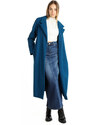 Solada Cappotto Classico Donna Con Cintura Blu Taglia Unica