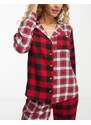 Hollister - Top del pigiama oversize in flanella rosso a quadri in coordinato