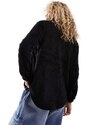 Noisy May - Camicia giacca in pile borg nera-Nero