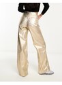 Pull&Bear - Jeans a fondo ampio oro metallizzati