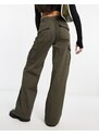Urban Classics - Pantaloni cargo a vita alta verde oliva a fondo ampio