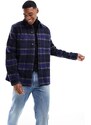ASOS DESIGN - Camicia giacca effetto lana blu scuro a quadri-Ramato